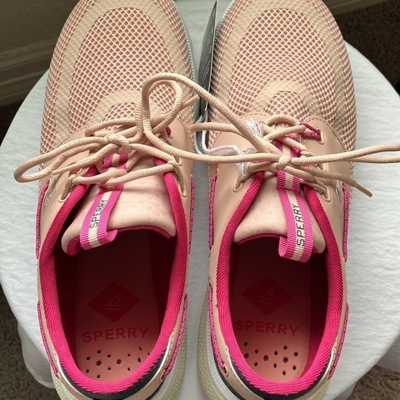 Sperry Sport: Women’s 7 Sea 3-eye sneaker- Pink/Rose gold/white- quick-dry mesh - Picture 6 of 12